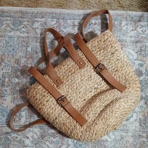 Stylish Tan Woven Insulated Pincnic  Backpack
